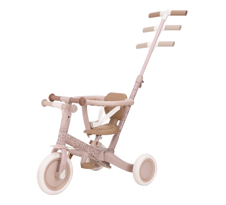 Triciclo con barra, Rosa Flores - Little Dutch