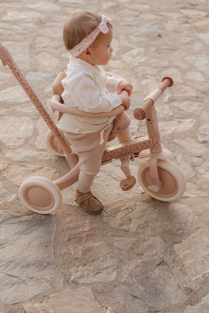 Triciclo con barra, Rosa Flores - Little Dutch