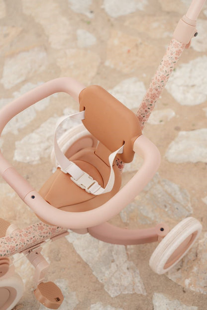 Triciclo con barra, Rosa Flores - Little Dutch