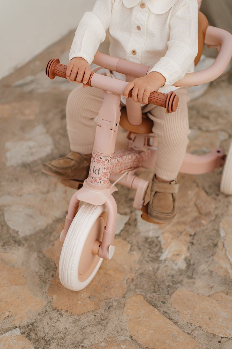 Triciclo con barra, Rosa Flores - Little Dutch