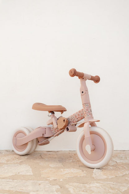 Triciclo con barra, Rosa Flores - Little Dutch