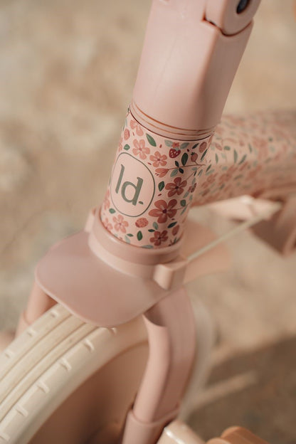 Triciclo con barra, Rosa Flores - Little Dutch