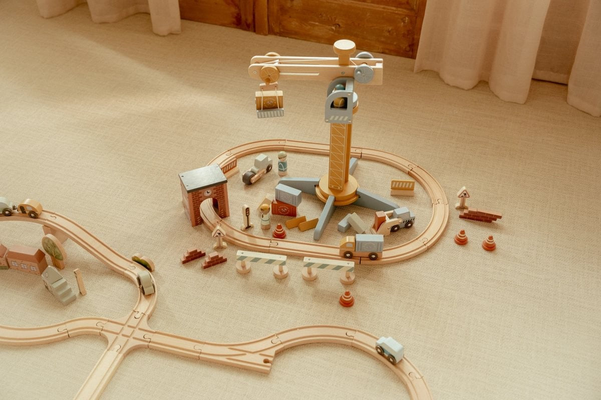 Set construcción con grúa madera - Little Dutch
