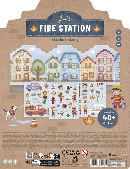 Libro pegatinas reusables, Bomberos - Little Dutch