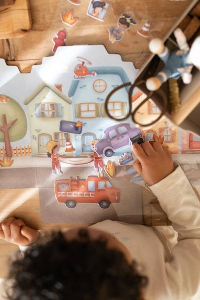 Libro pegatinas reusables, Bomberos - Little Dutch