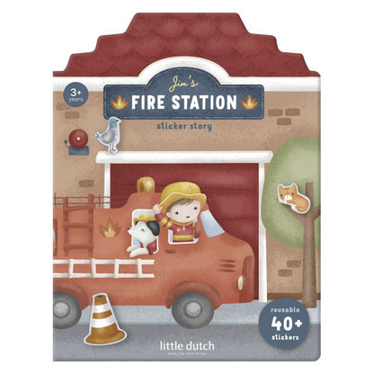 Libro pegatinas reusables, Bomberos - Little Dutch