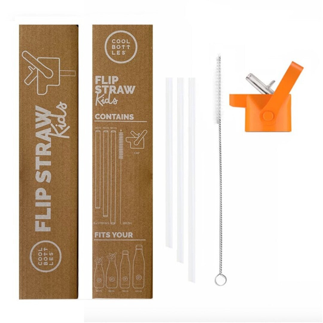 Repuesto tapón con pajita botella de agua, Naranja - Cool Bottles