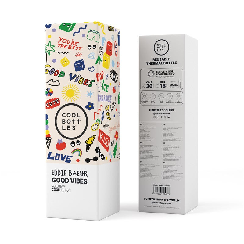 Botella de agua Eddie Baehr, Good Vibes 500ml - Cool Bottles