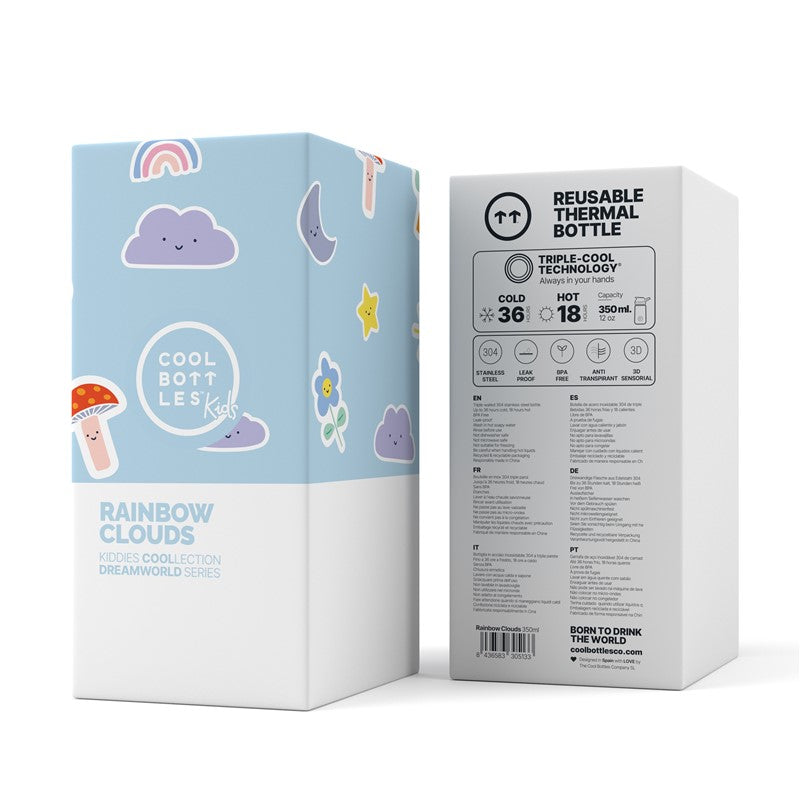 Botella de agua Rainbow Clouds 350ml - Cool Bottles