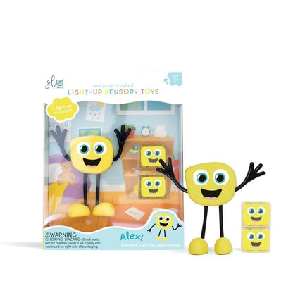 Set personaje + 2 cubos de luz Amarillo - Glo Pals