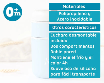 Termo con compartimentos 710 ml, azul - Kiokids