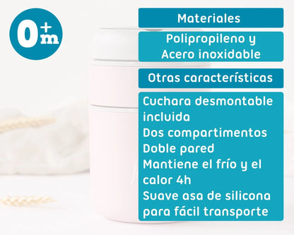 Termo con compartimentos 710 ml, rosa - Kiokids