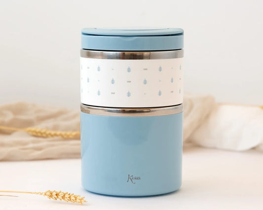 Termo con compartimentos 930 ml, azul - Kiokids