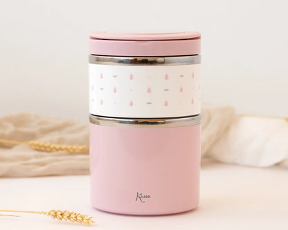 Termo con compartimentos 930 ml, rosa - Kiokids