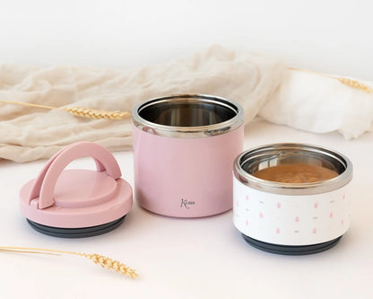 Termo con compartimentos 930 ml, rosa - Kiokids
