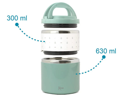 Termo con compartimentos 930 ml, salvia - Kiokids