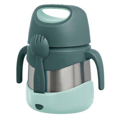 Termo con cuchara/tenedor 335 ml, Esmerald Forest - B.Box