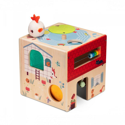 Cubo de actividades de madera granja - Lilliputiens